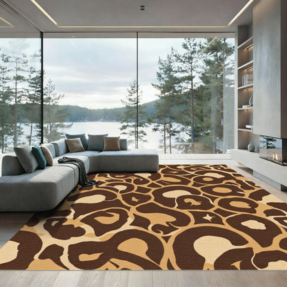 Brown Tan Abstract SpotsRug Rug