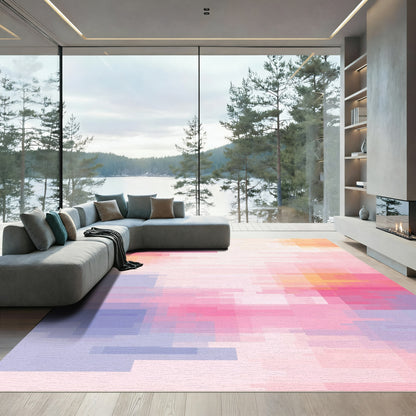 Pastel Hued Geometric Blocks Rug