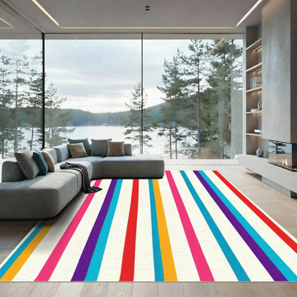 Vibrant Multi Color Striped Rug