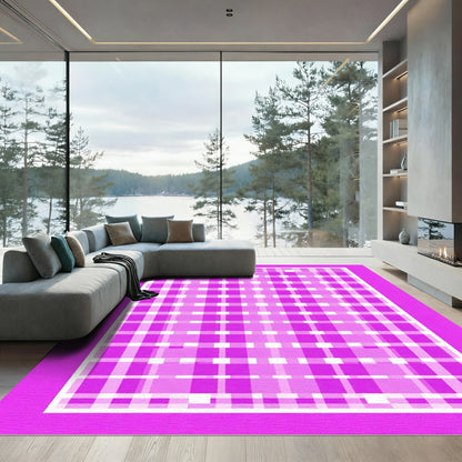 Vibrant Pink Gingham Lattice Rug