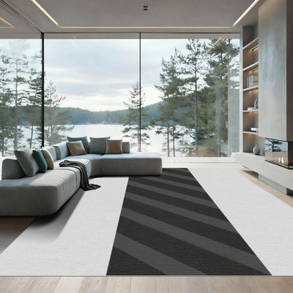 Bold Gray Diagonal Stripe Rug