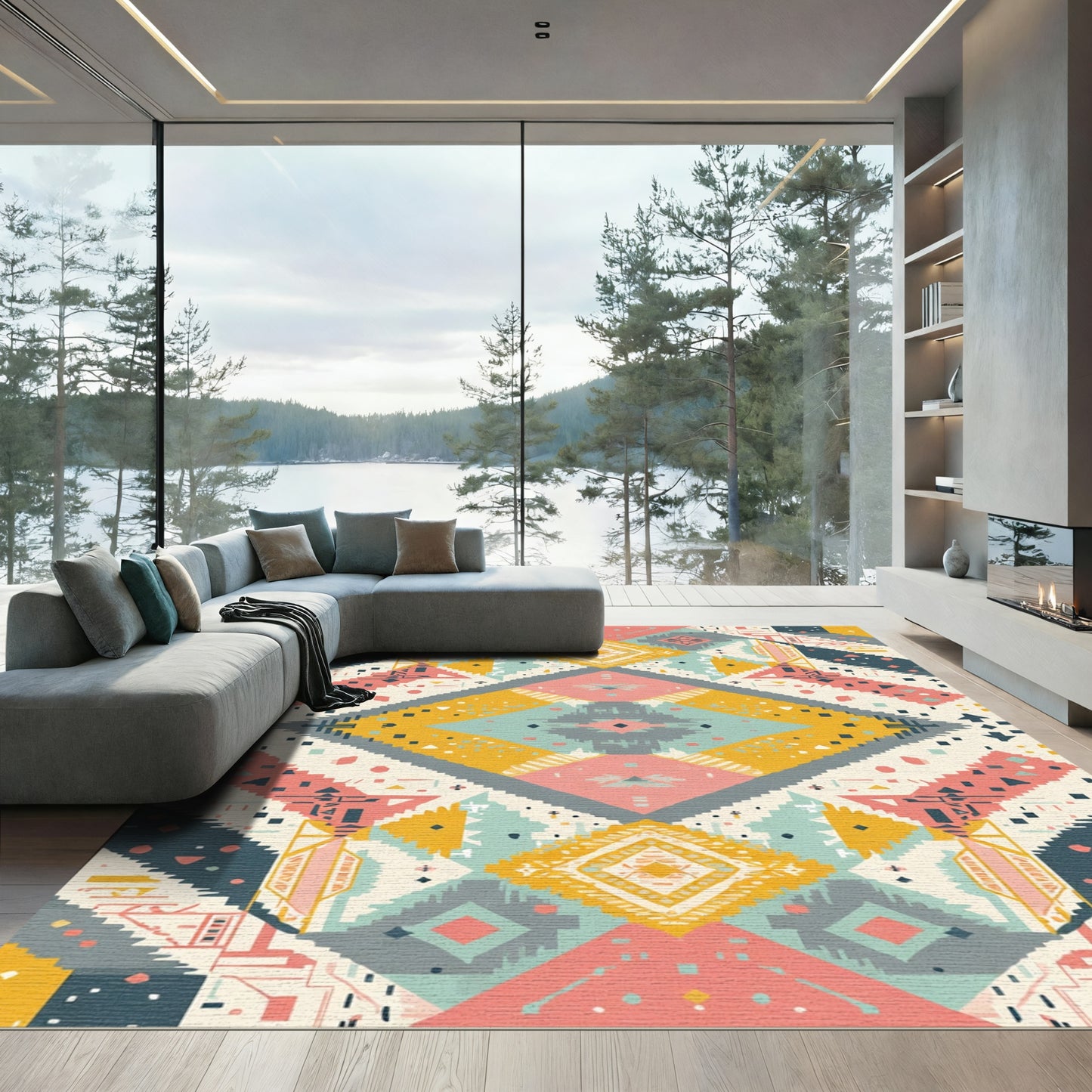 Eclectic Geometric Diamond Tribal Rug