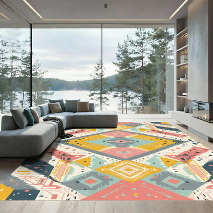 Eclectic Geometric Diamond Tribal Rug