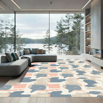 Abstract Peach Blue Terra Composition Rug