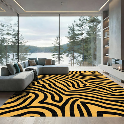Bold Orange Black Abstract Stripes Rug