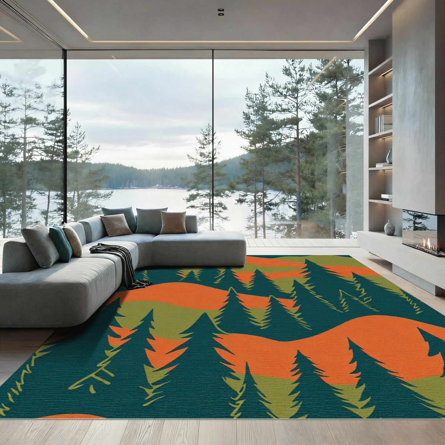 Forest Hills Teal Orange Grove Rug