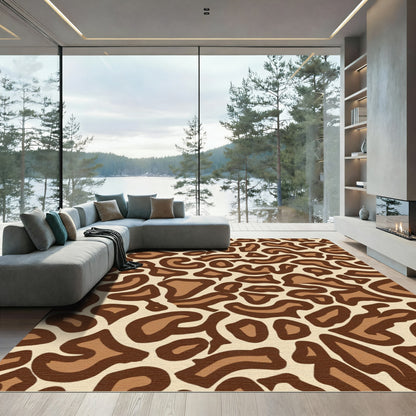 Brown Leopard Spots Abstract Rug