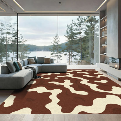 Brown Cream Organic Blotches Rug