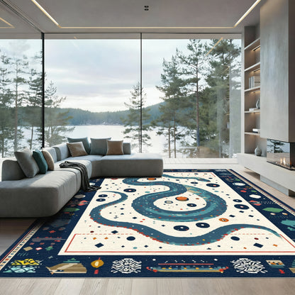 Blue Serpent Cosmic Galaxy Rug