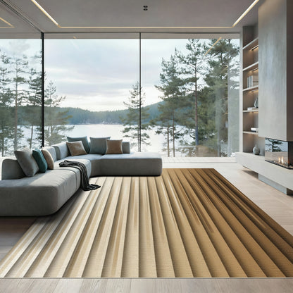 Graduated Beige Vertical Barre Rug