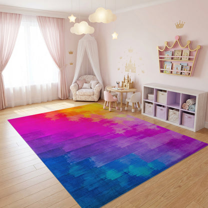 Vibrant Multicolor Brushstroke Striped Rug