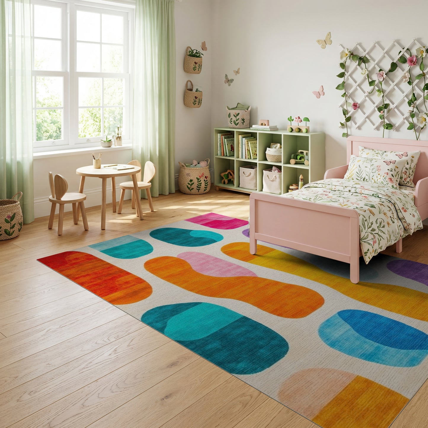 Vibrant Abstract Organic Shapes Rug