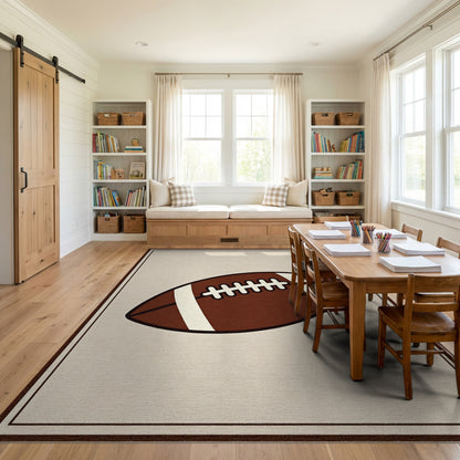 Brown and White Laced Football Rug
