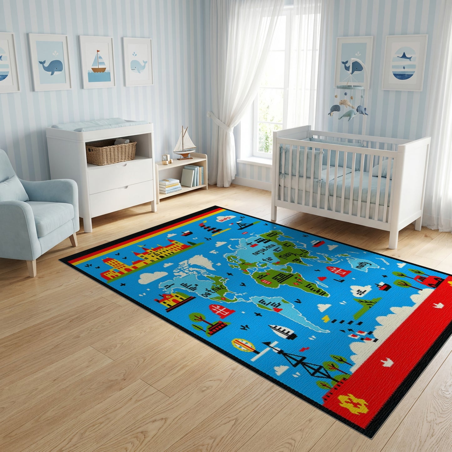 Colorful Pixelated World Map Rug