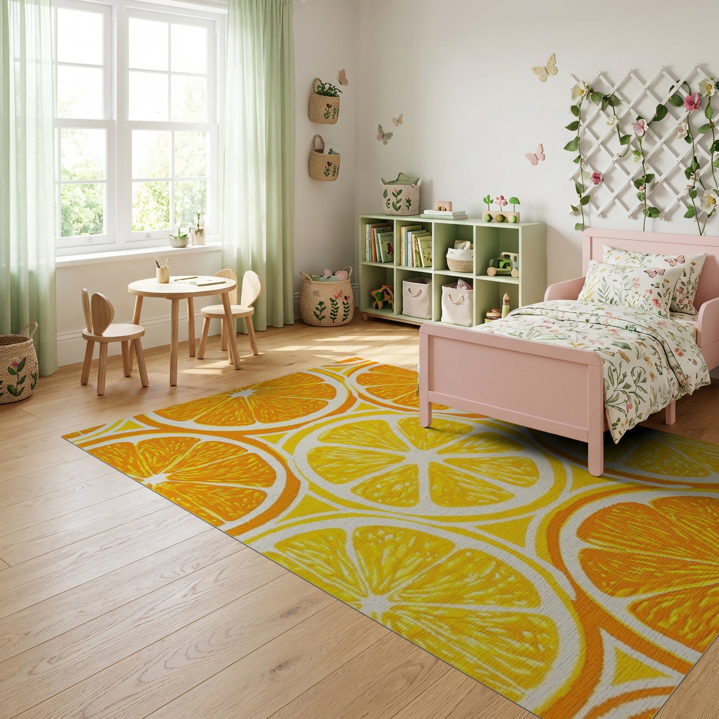 Vibrant Orange Slices Bold Pattern Rug