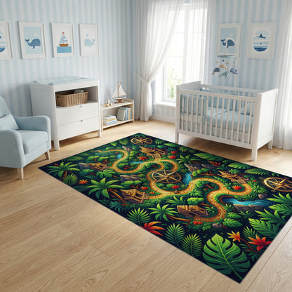 Lush Tropical Golden Trail Temple Compass Rug