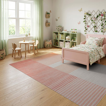 Coral Orange Gradient Striped Rug