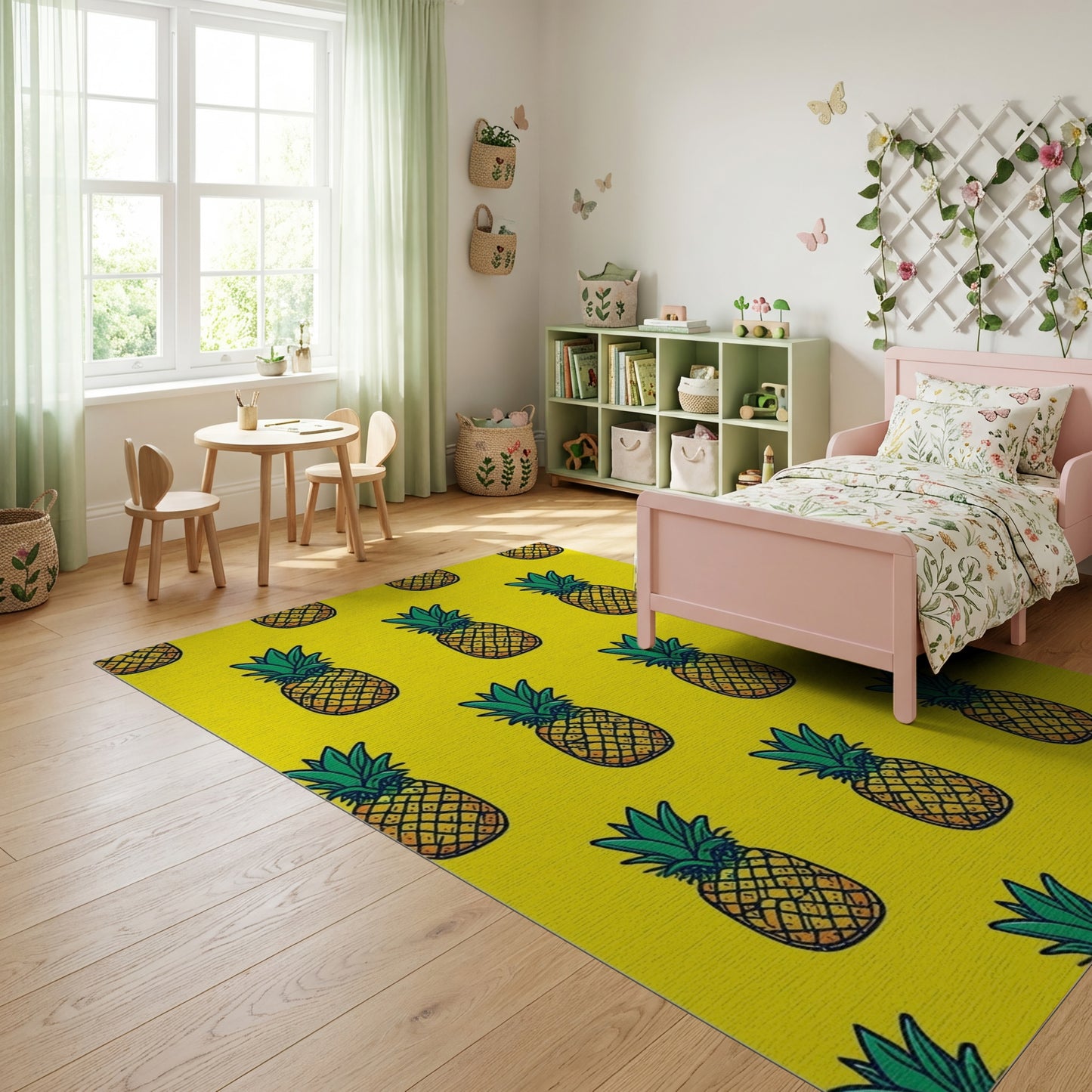 Vibrant Yellow Pineapple Pattern Rug