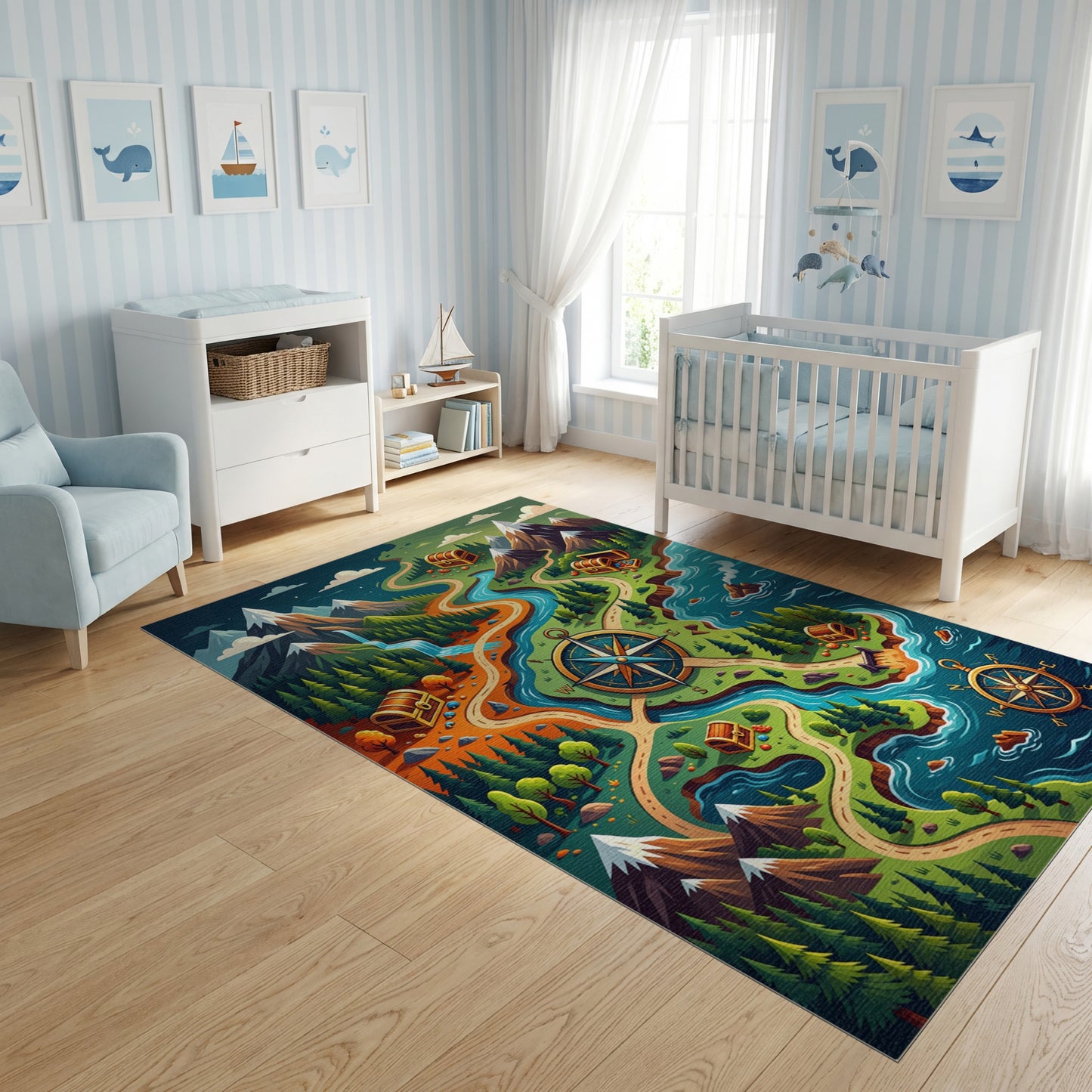 Whimsical Winding Trail Treasure Map Rug