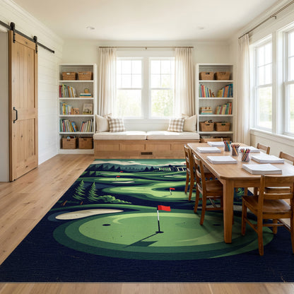 Vintage Golf Course Pine Mountains Rug