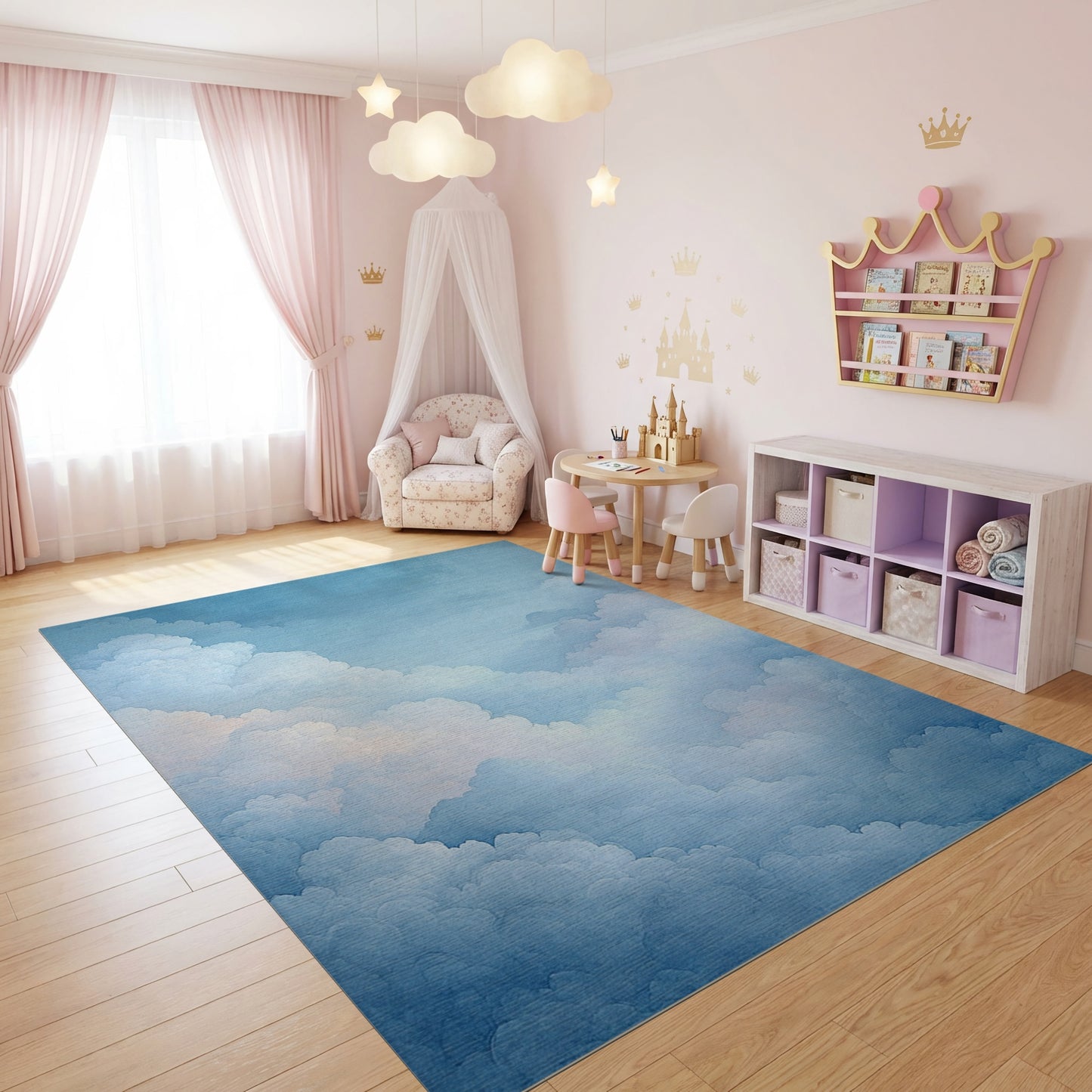 Ethereal Fluffy Blue Clouds Rug