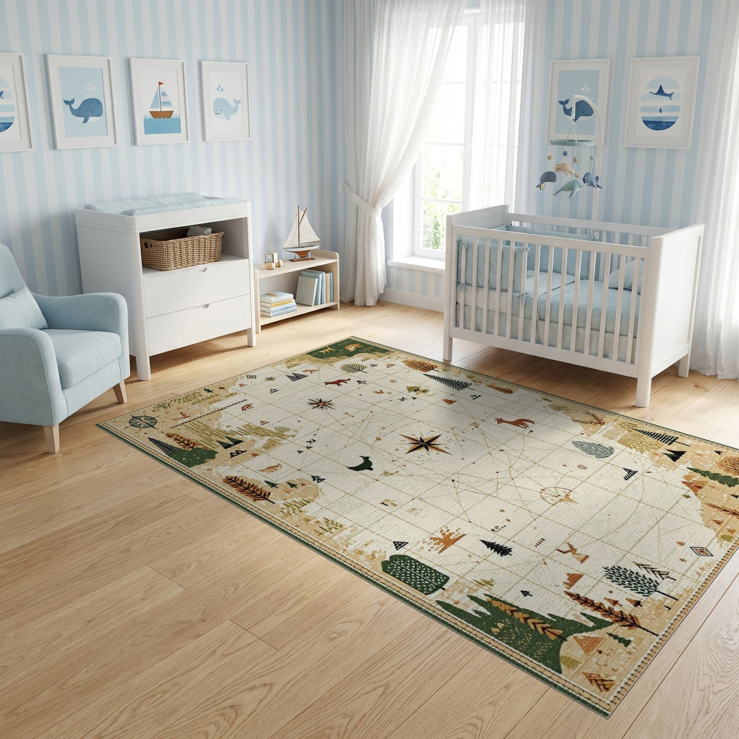 Earthy Forest Animals Map Rug