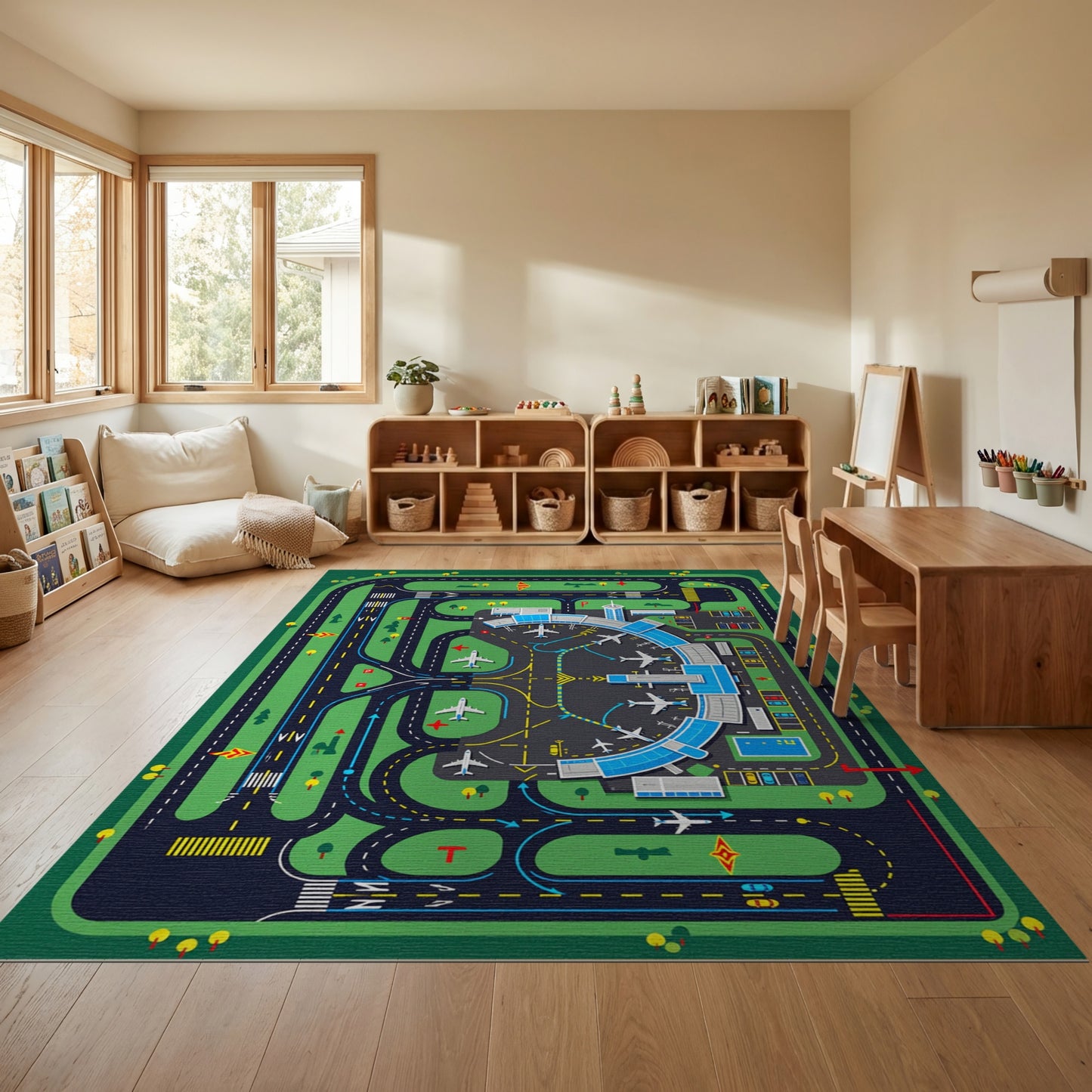 Playful Airport Runways and Planes Rug