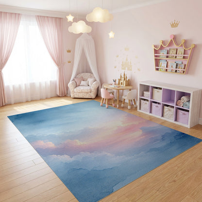 Dreamy Watercolor Clouds Sunset Rug