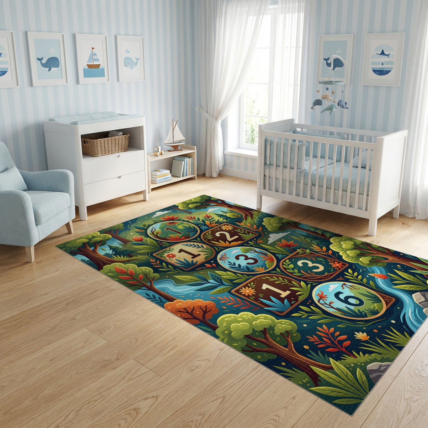 Whimsical Forest Hopscotch Floral Rug