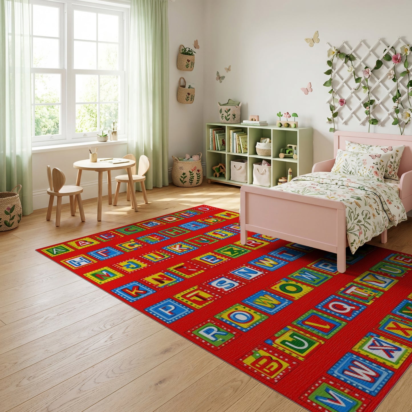 Vibrant Alphabet Block Letters Rug