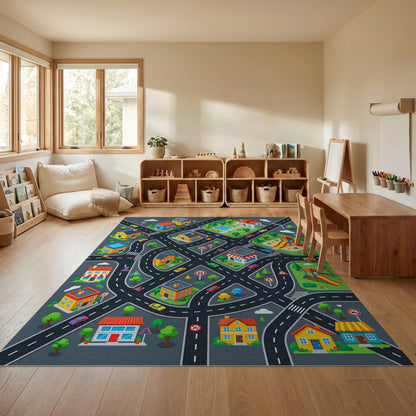 Colorful City Streets Playground Rug