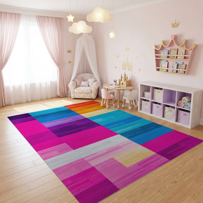 Modern Vibrant Multicolor Stripe Rug