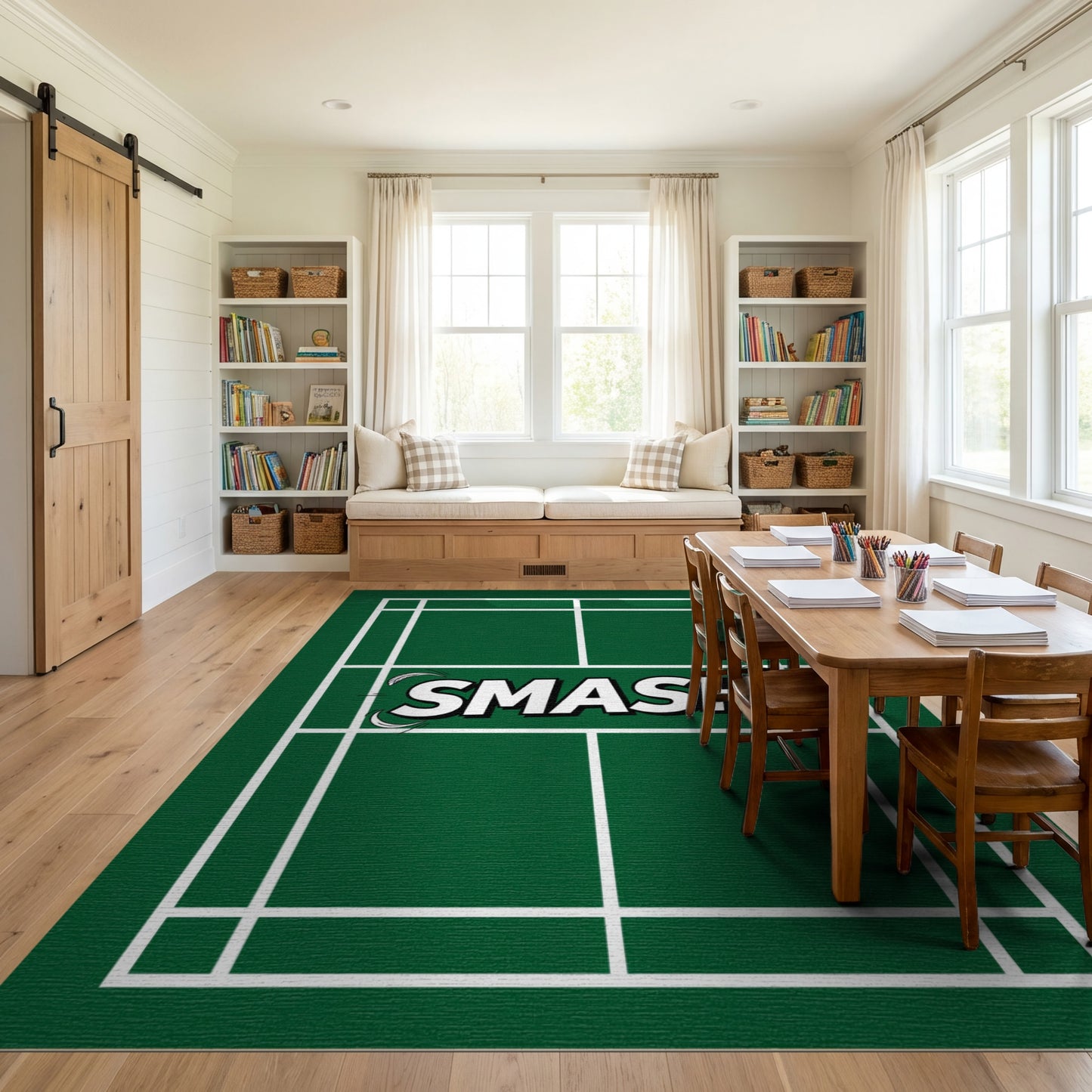 Green Badminton Smash Court Rug