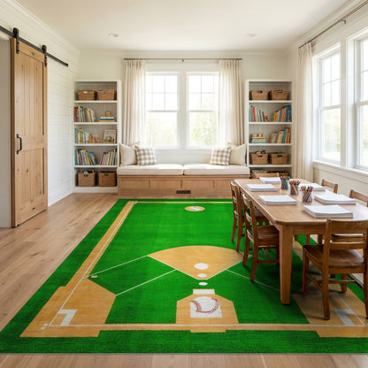 Sporty Green Baseball Diamond Rug