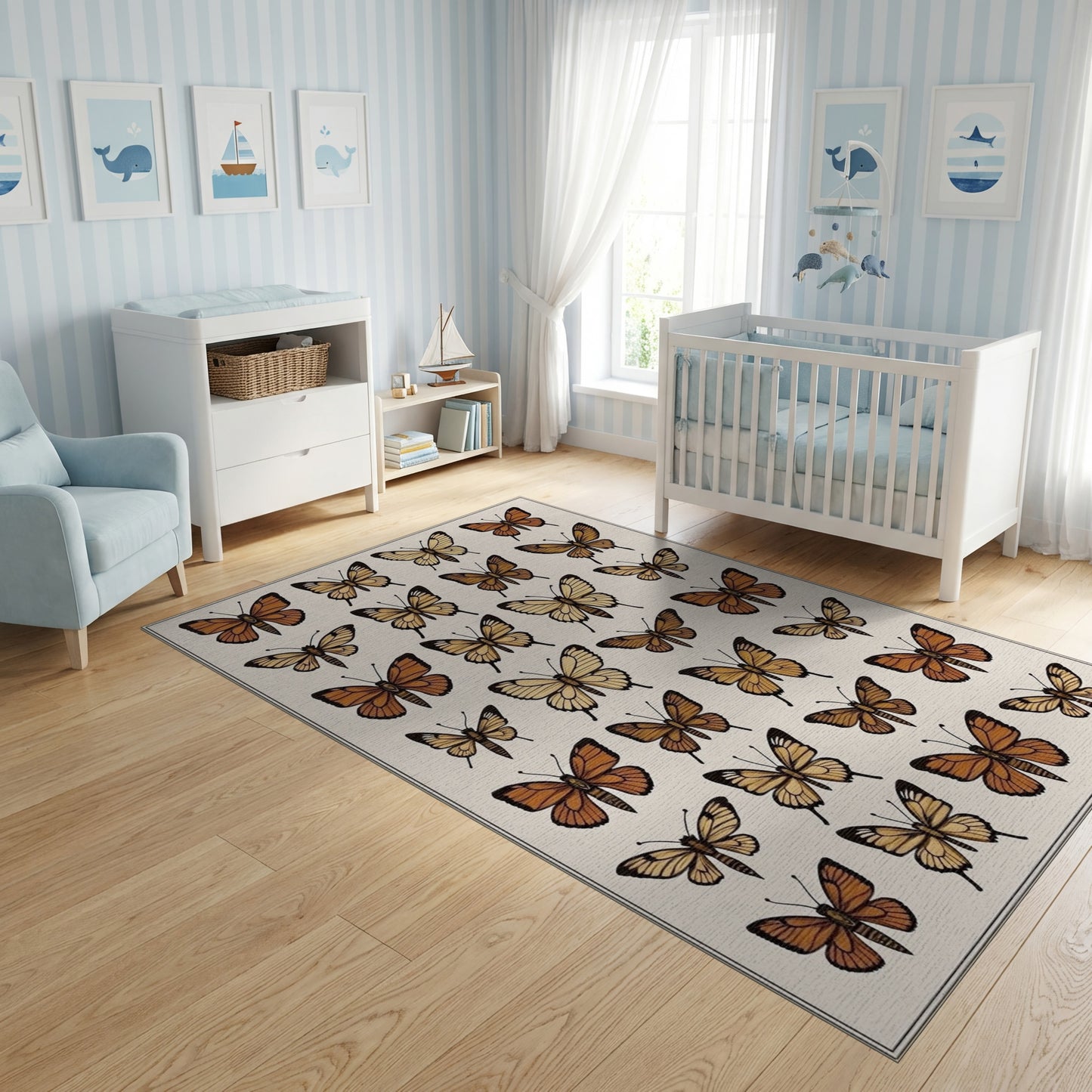 Warm Tones Butterfly Pattern Rug