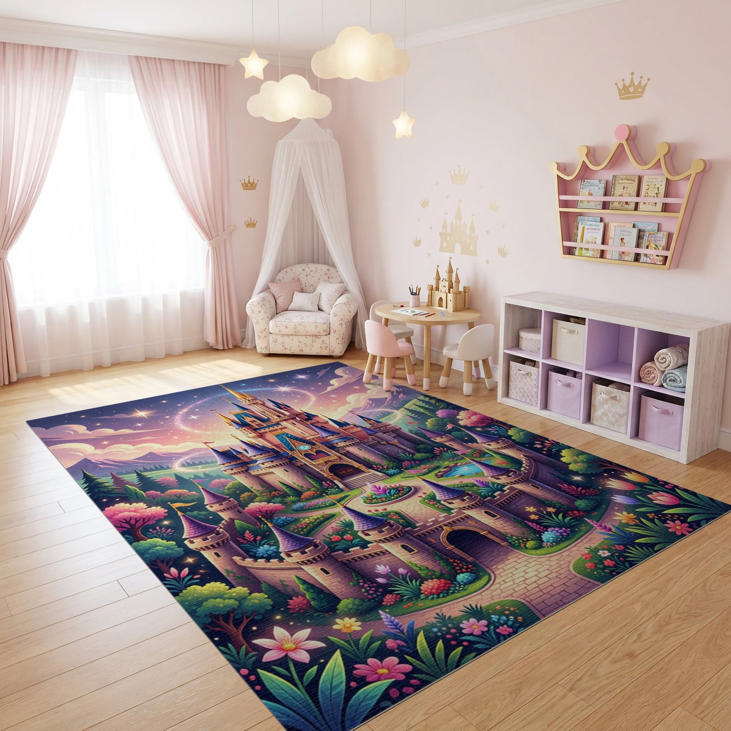 Whimsical Magical Castle Garden Rug
