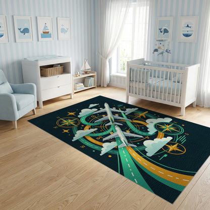 Modern Airplane Compass Trails Rug