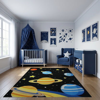 Vibrant Cosmic Planets Stars Rug