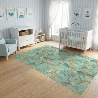 Tropical Teal Toucan Fern Hummingbird Rug