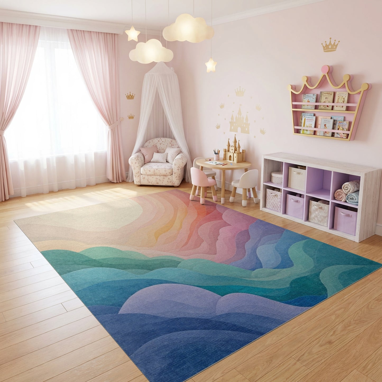 Radiant Gradient Wavy Clouds Rug