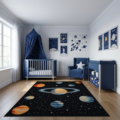Pixelated Cosmic Planets Stars Rug