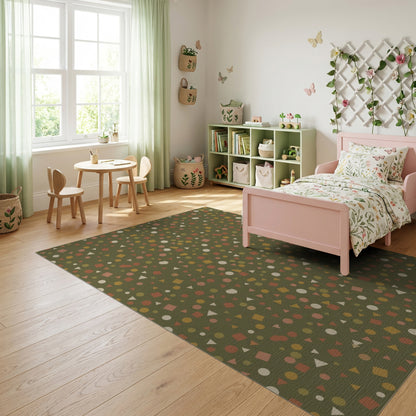 Scattered Earthy Geometric Shapes Rug