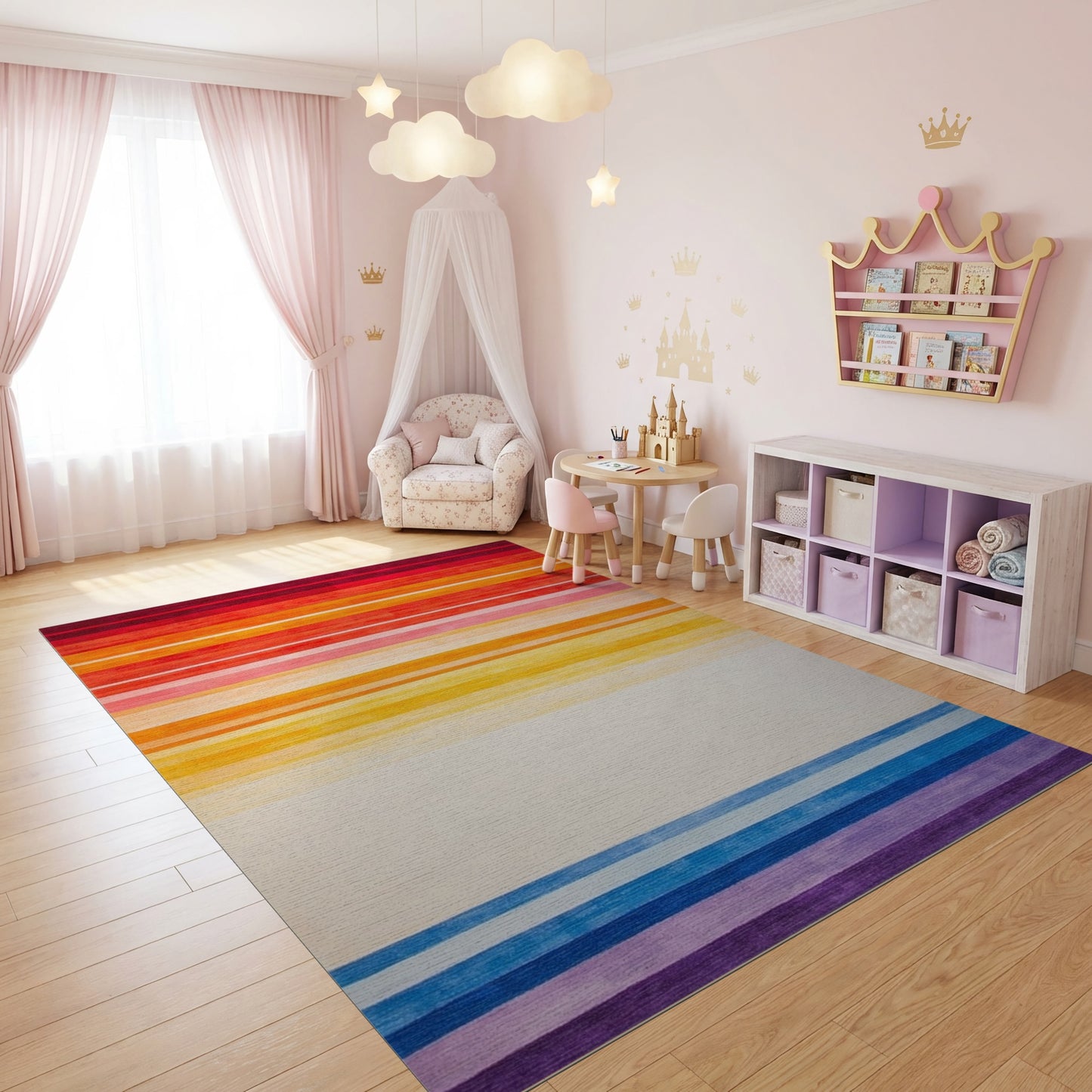 Vibrant Warm Cool Gradient Stripes Rug