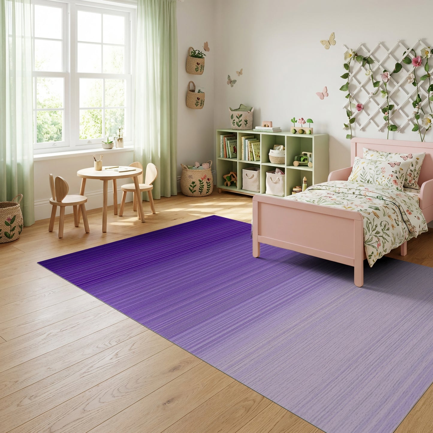 Deep Purple Lavender Ombre Striped Rug
