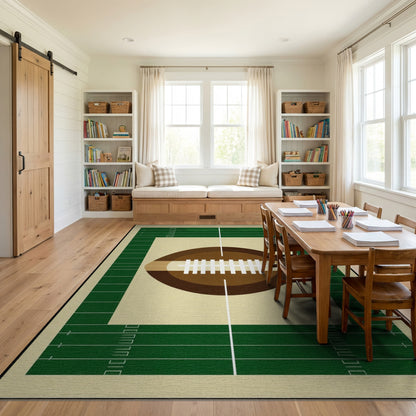 Green Yard Lines Football Design Rug
