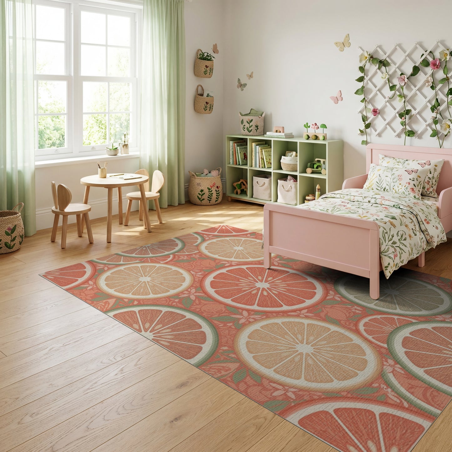 Warm Peach Orange Slices Pattern Rug