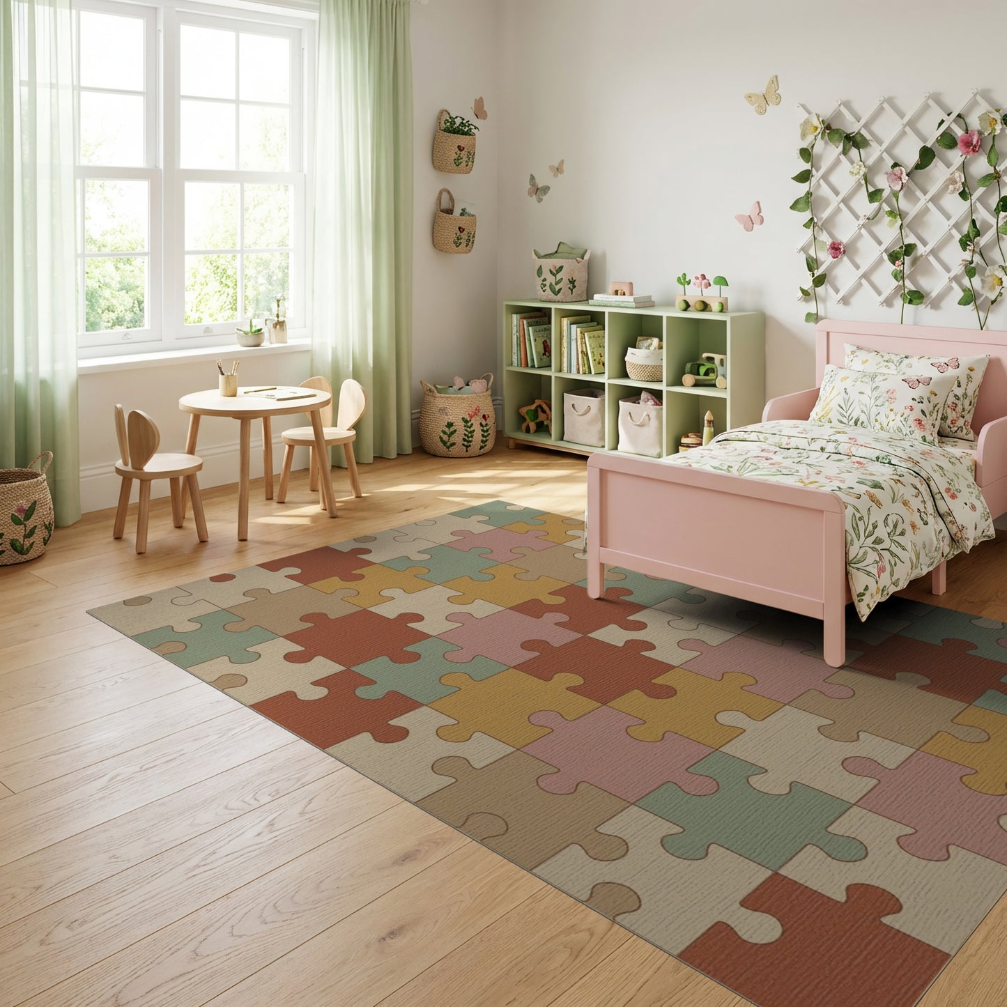 Warm Earthy Puzzle Mosaic Rug