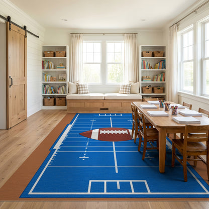 Central Football Blue Field Rug