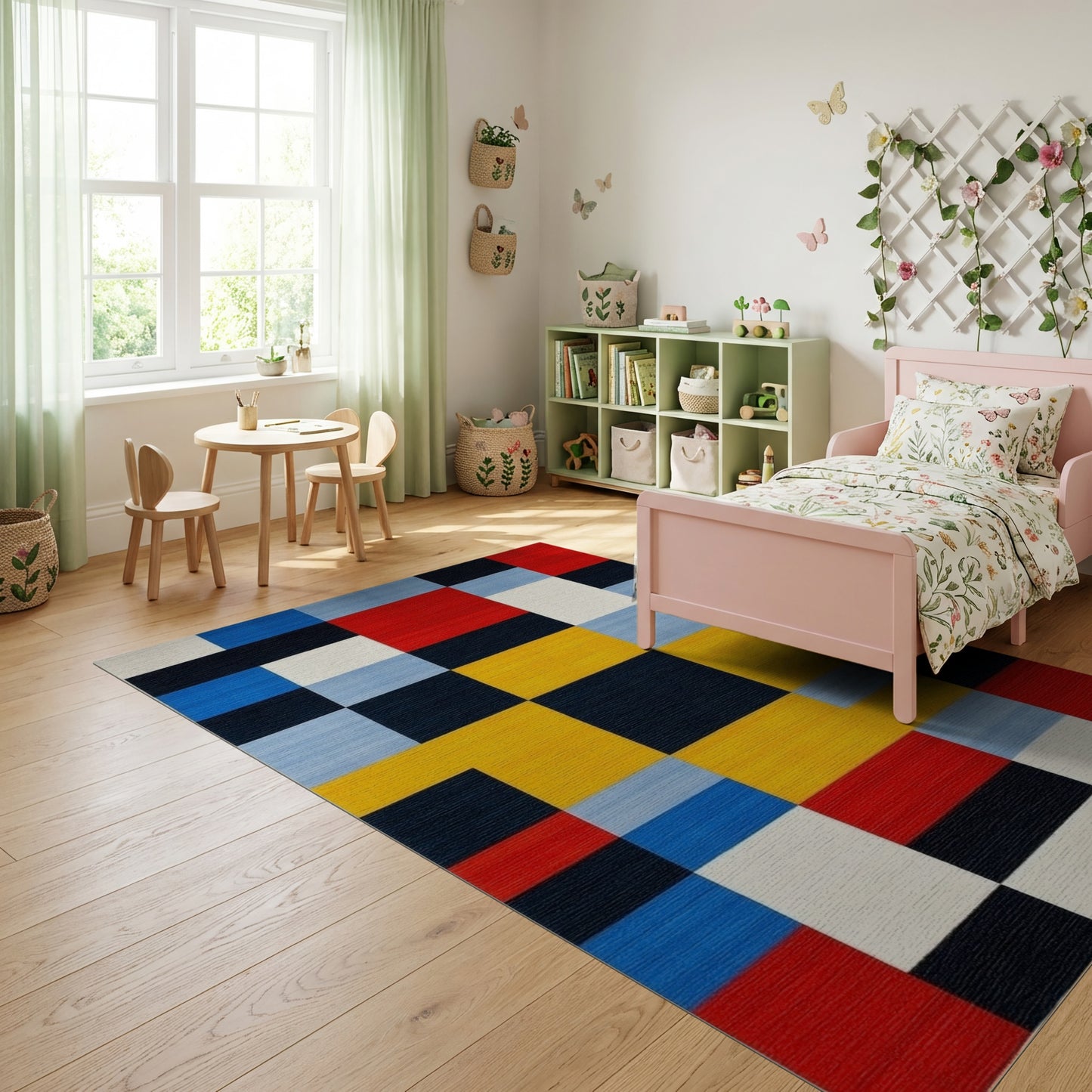 Abstract Geometric Color Block Rug