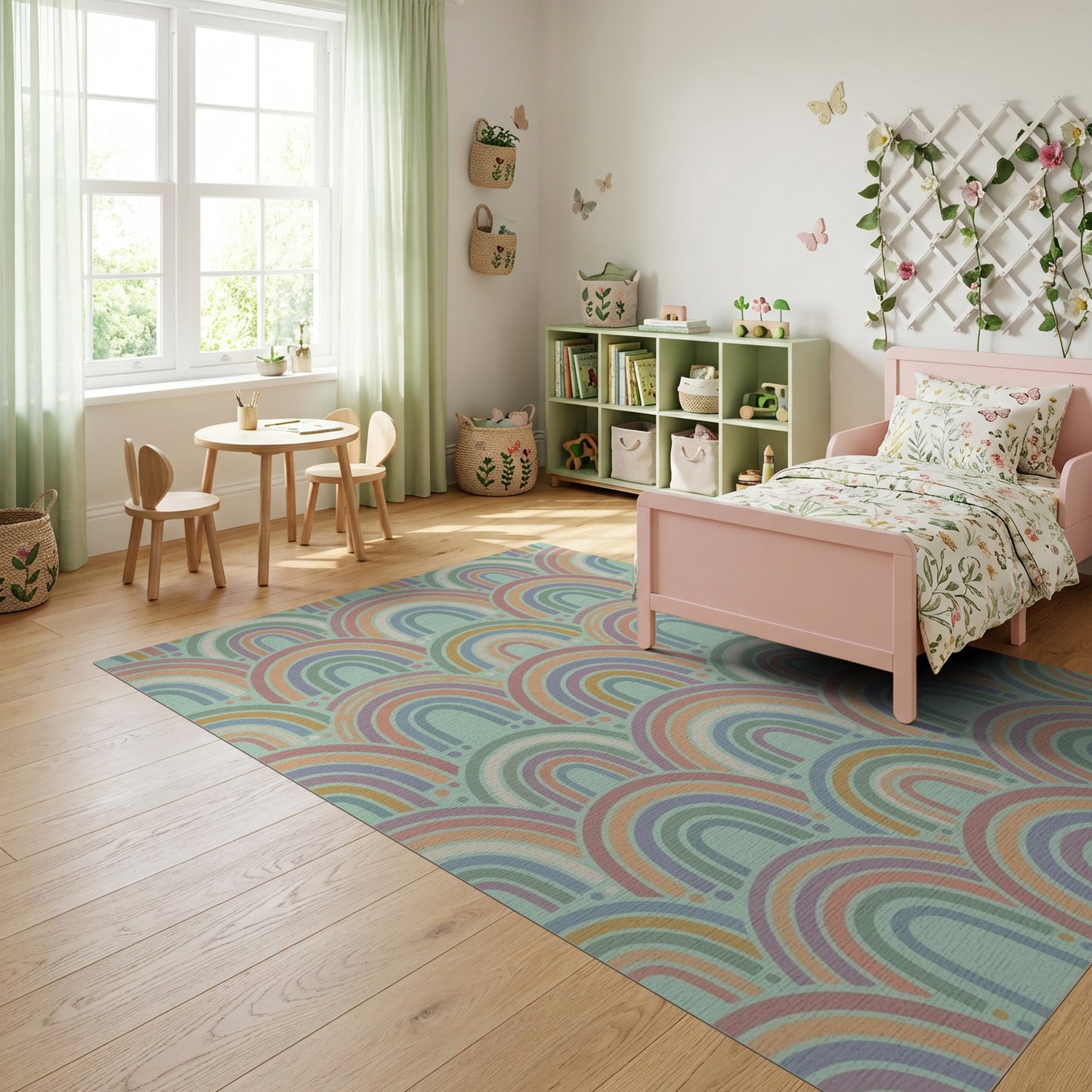 Pastel Overlapping Arches Whimsical Rug